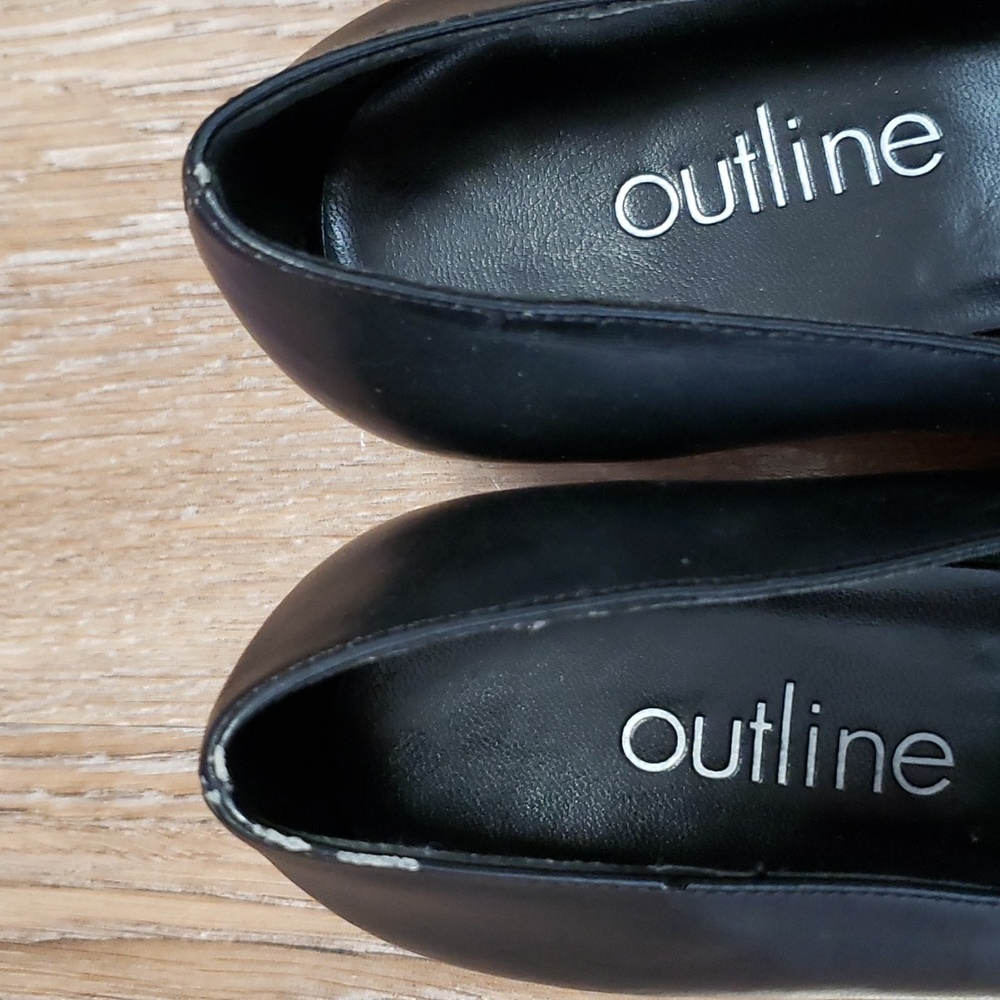 (8.5) Outline Classic Black Low Kitten Heel Business Formal Neutral Minimalist - Picture 4 of 13